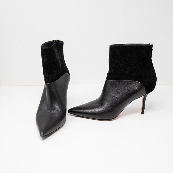 Jimmy Choo Beyla 85 High Heel Suede Leather Ankle Booties Boots Shoes Black 6